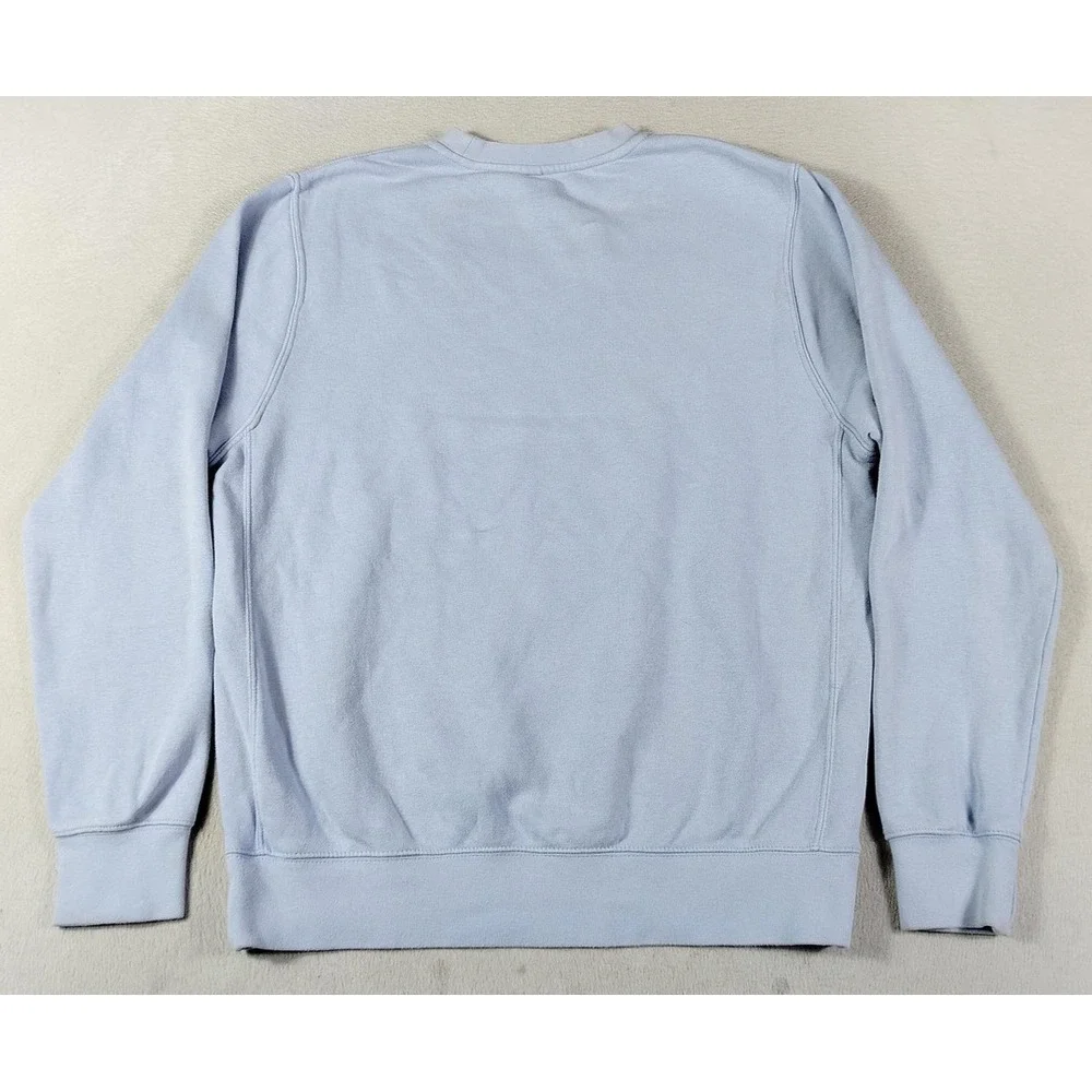 Nike Sweatshirt Mens Medium Blue Club Fleece Crewneck Swoosh Logo Distressed
